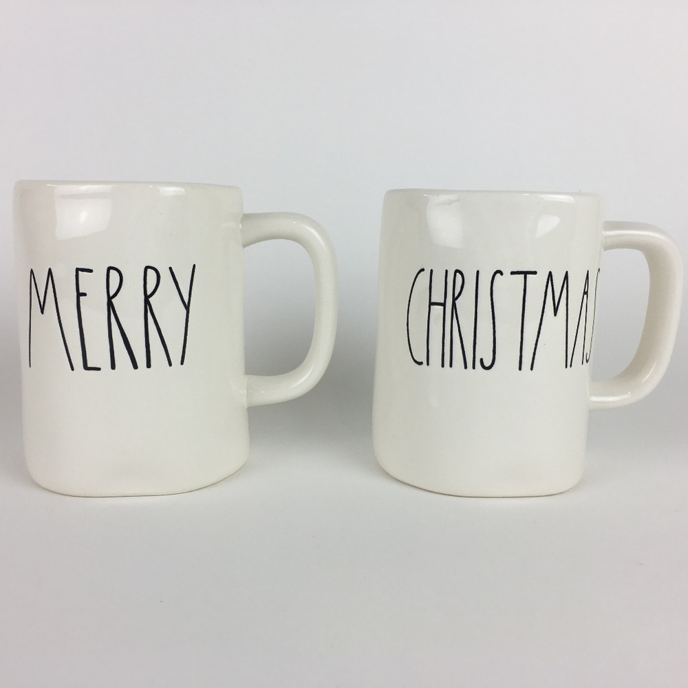 Rae‎ Dunn Magenta 2PC MERRY CHRISTMAS Mug Set